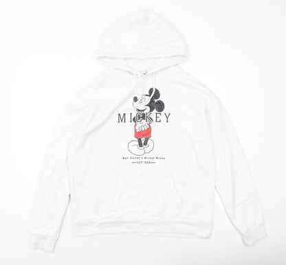 Preloved Disney Womens White Cotton Pullover Hoodie Size S Pullover - Front