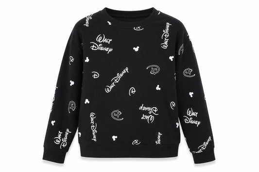 Disney Womens Black Geometric Cotton Pullover Sweatshirt Size S Pullover