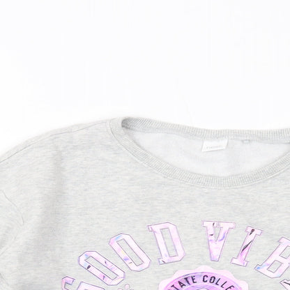 Next Girls Grey Cotton Pullover Sweatshirt Size 13 Years Pullover