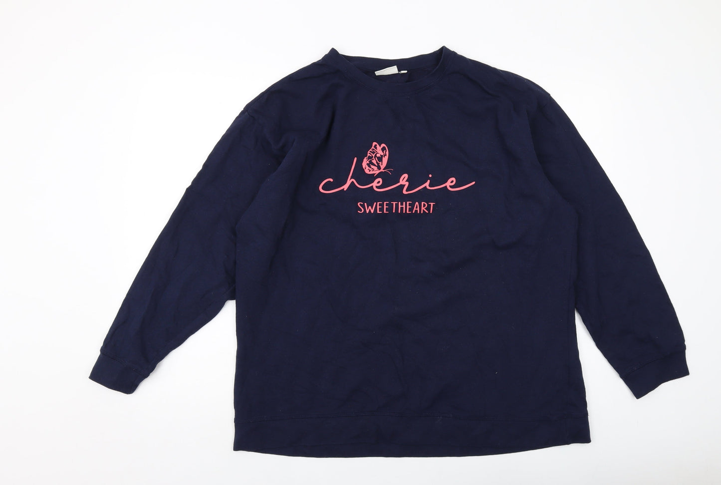 9th Avenue Womens Blue Cotton Pullover Sweatshirt Size XL Pullover