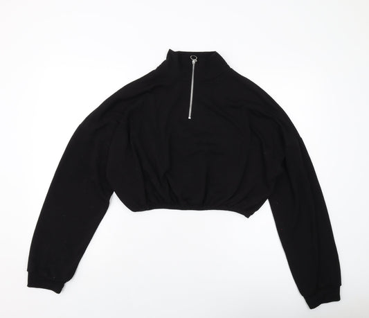 Missguided Womens Black Polyester Pullover Sweatshirt Size 12 Zip