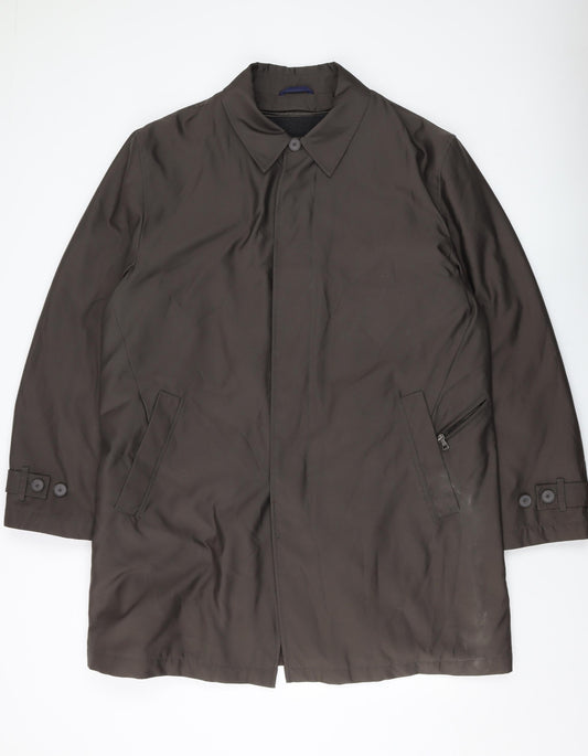 Autograph Mens Green Overcoat Coat Size L Button