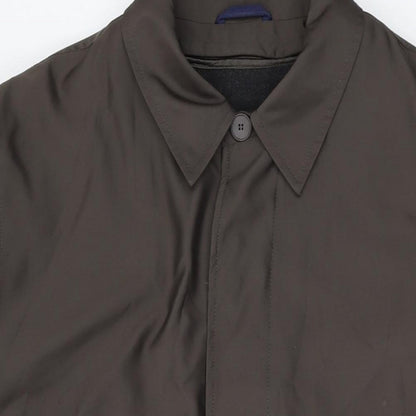 Close-up detail of Autograph men’s green overcoat coat, size L, button