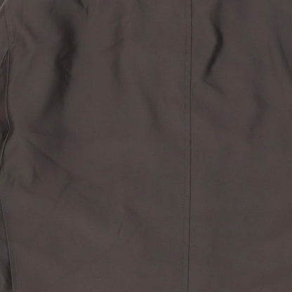 Brand and care label for Autograph men’s green overcoat coat, size L, button