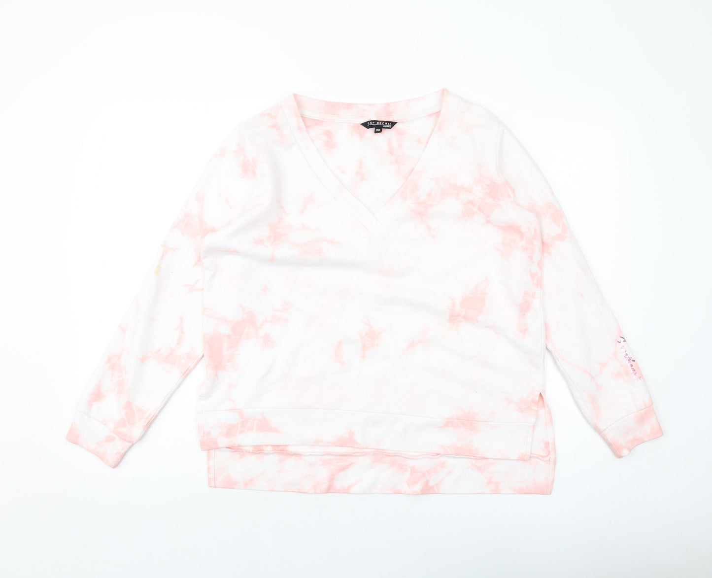 Top Secret Womens Pink Geometric Cotton Pullover Sweatshirt Size 10 Pullover