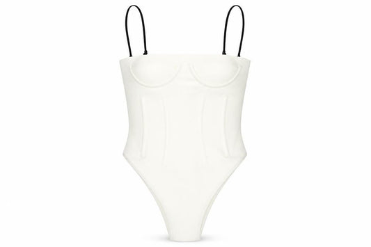 H&M Womens Ivory Polyamide Bodysuit One-Piece Size 6 Snap