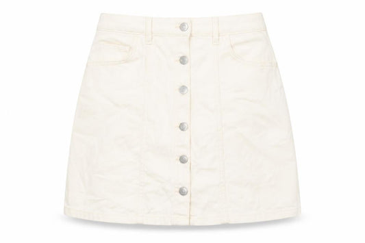 Tulchan Womens Beige Cotton Mini Skirt Size 12 Button