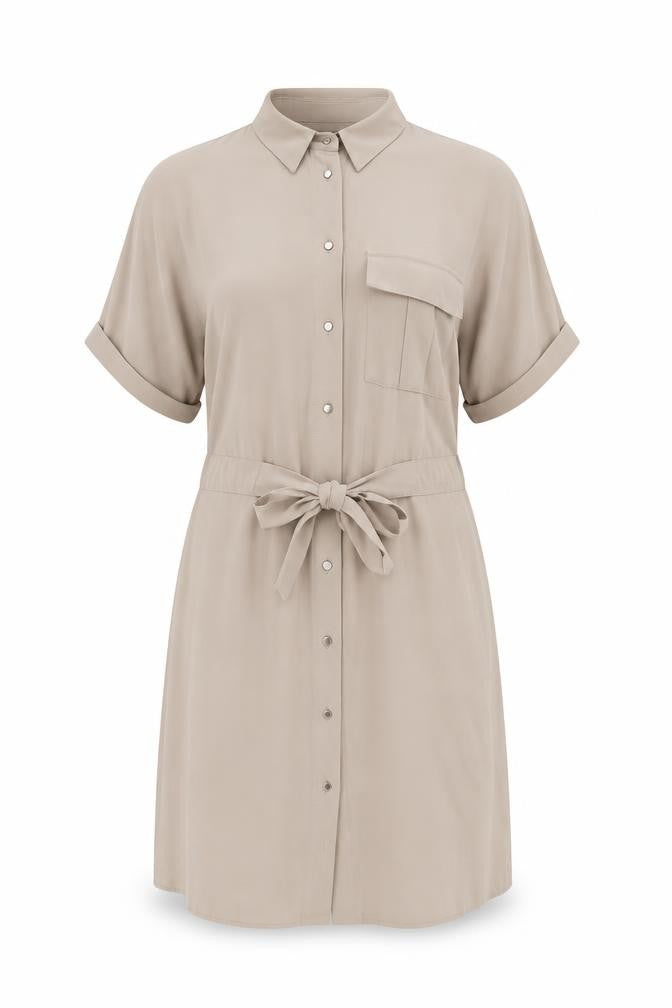 Dorothy Perkins Womens Beige Polyester Shirt Dress Size 10 Collared Button
