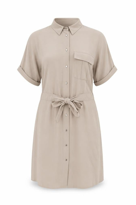 Dorothy Perkins Womens Beige Polyester Shirt Dress Size 10 Collared Button