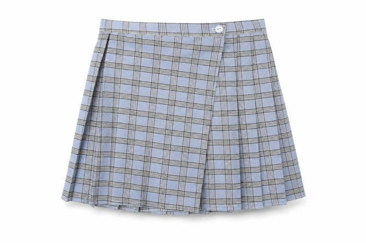 Nasty Gal Womens Blue Plaid Polyester A-Line Skirt Size 12 Button