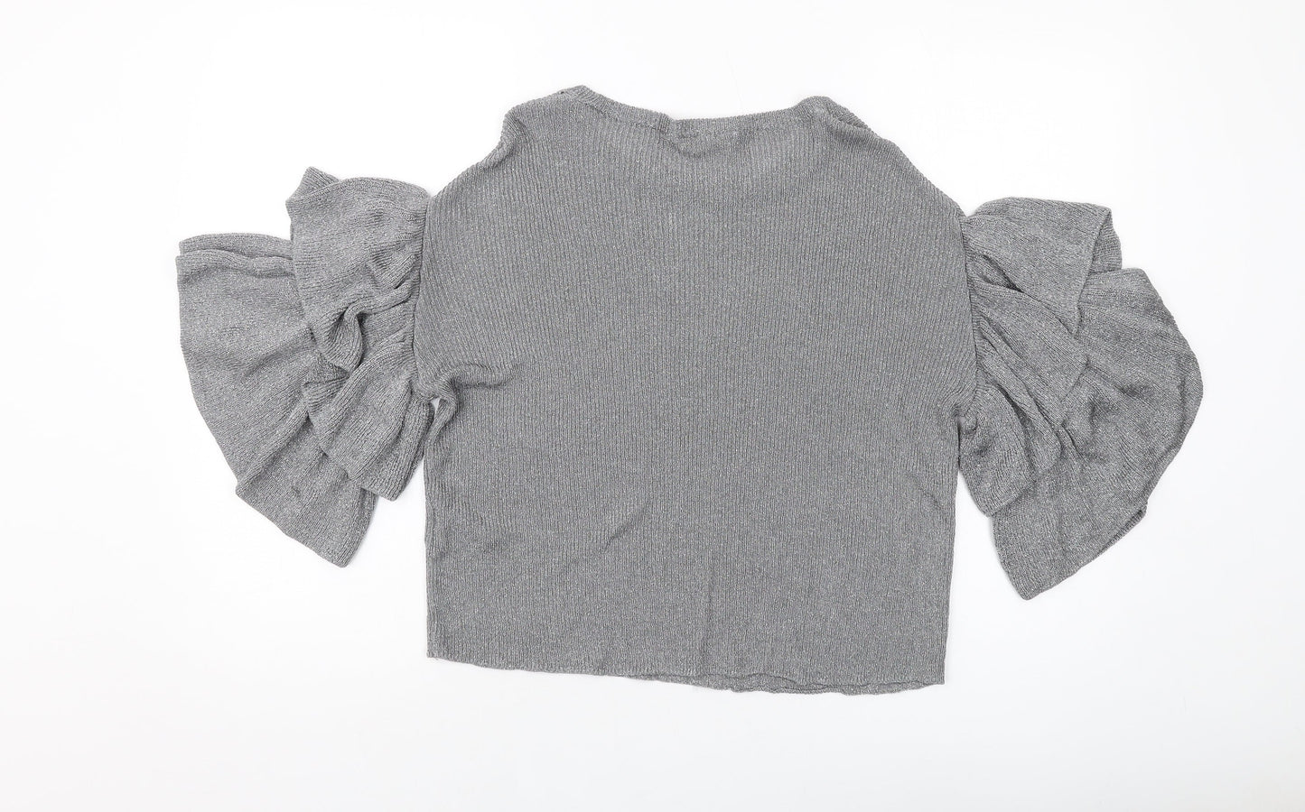 H&,M Womens Silver Round Neck Viscose Pullover Jumper Size S