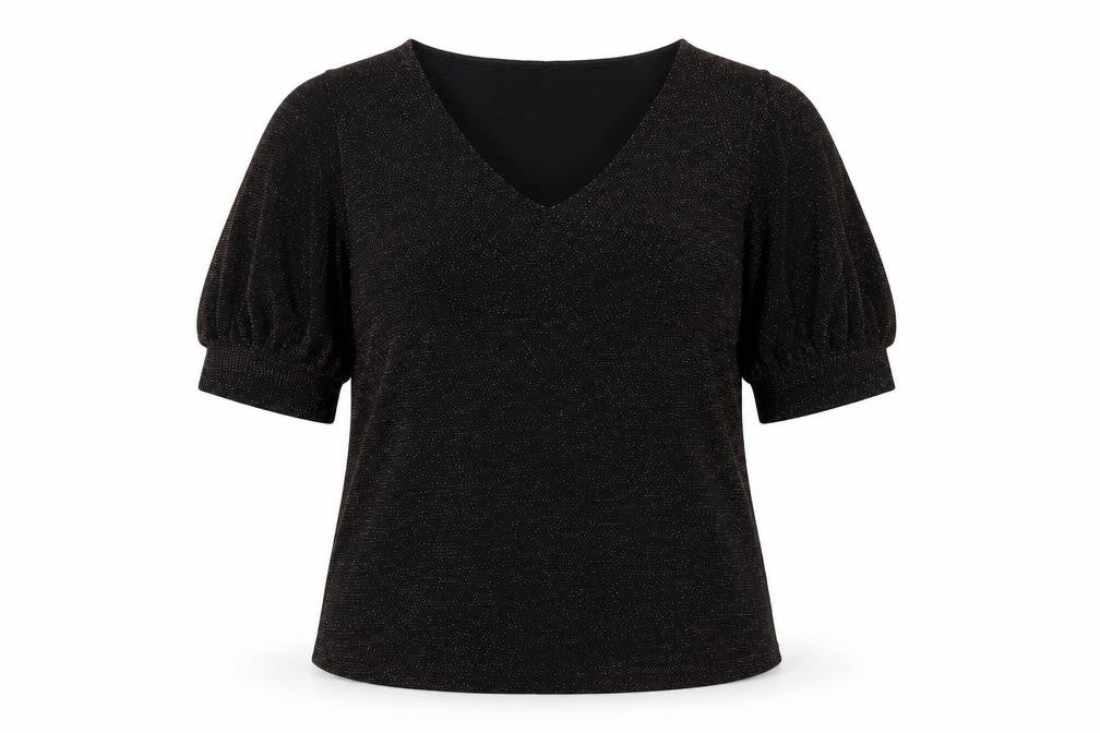 H&M Womens Black Polyamide Basic Blouse Size M V-Neck