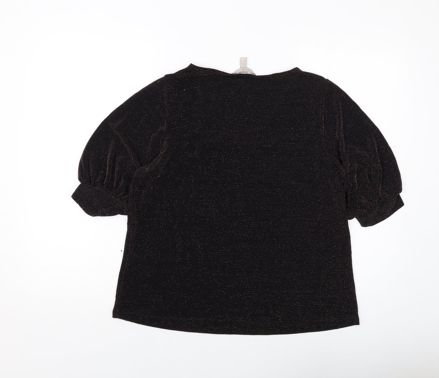 H&M Womens Black Polyamide Basic Blouse Size M V-Neck