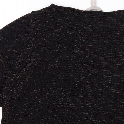 H&M Womens Black Polyamide Basic Blouse Size M V-Neck