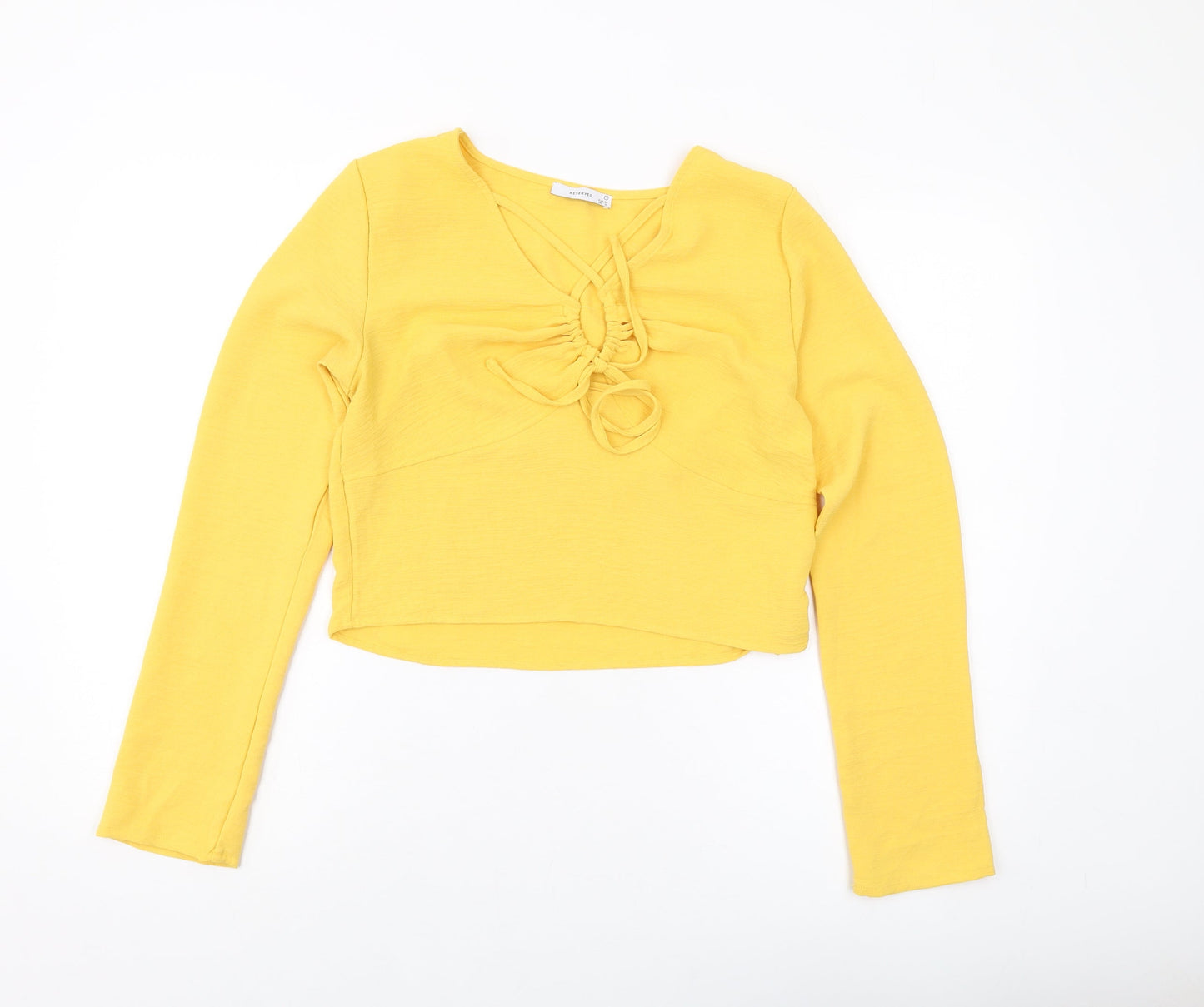 RESERVED Womens Yellow Polyester Basic Blouse Size 10 Round Neck