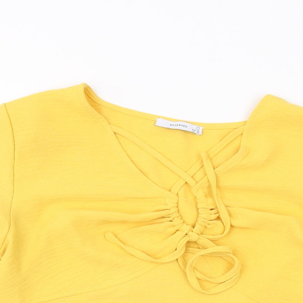 RESERVED Womens Yellow Polyester Basic Blouse Size 10 Round Neck
