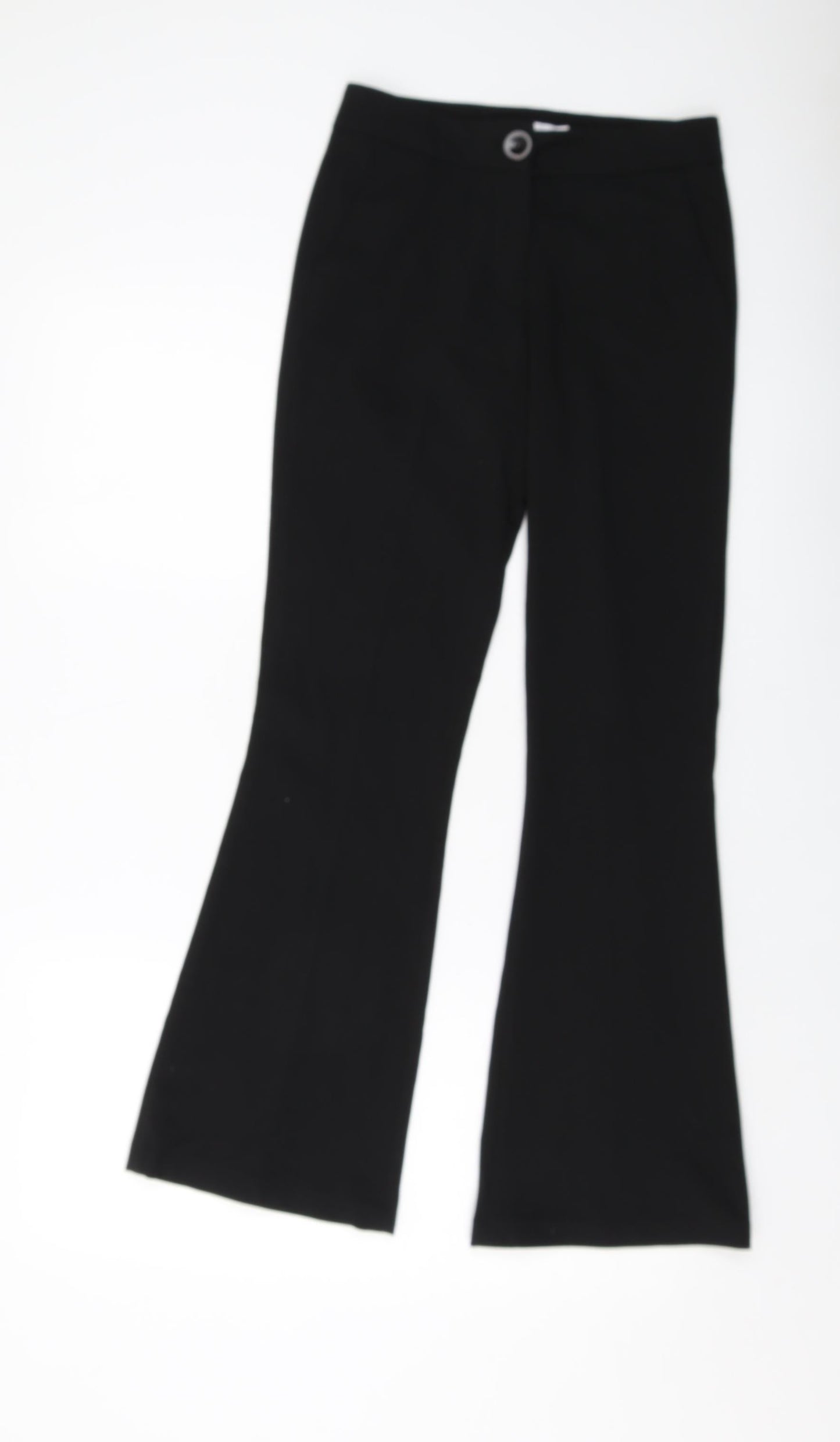 Silenzi Womens Black Polyester Trousers Size 4 L29 in Regular Button