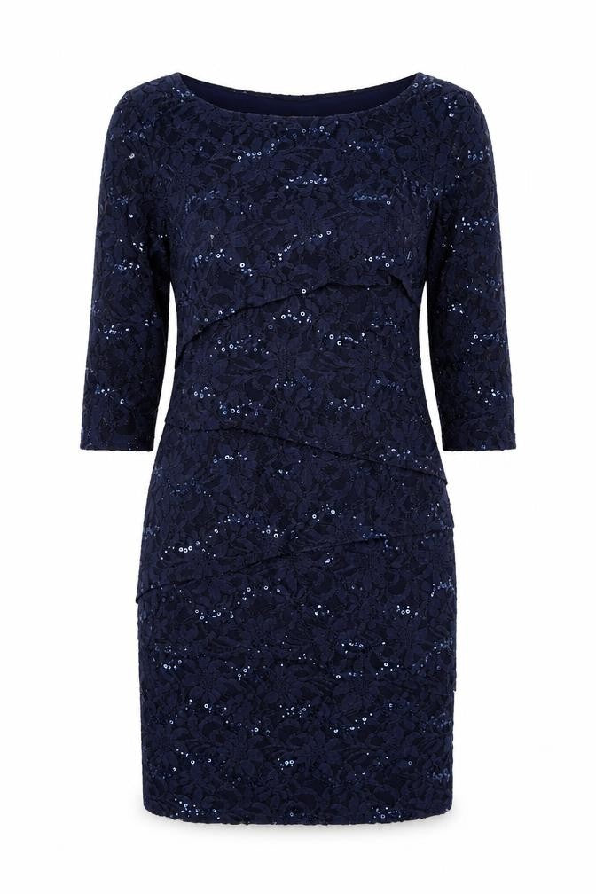 Ronni Nicole Womens Blue Polyester A-Line Size 8 Round Neck Pullover