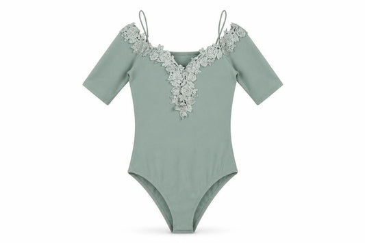 Topshop Womens Green Polyester Bodysuit One-Piece Size 6 Snap