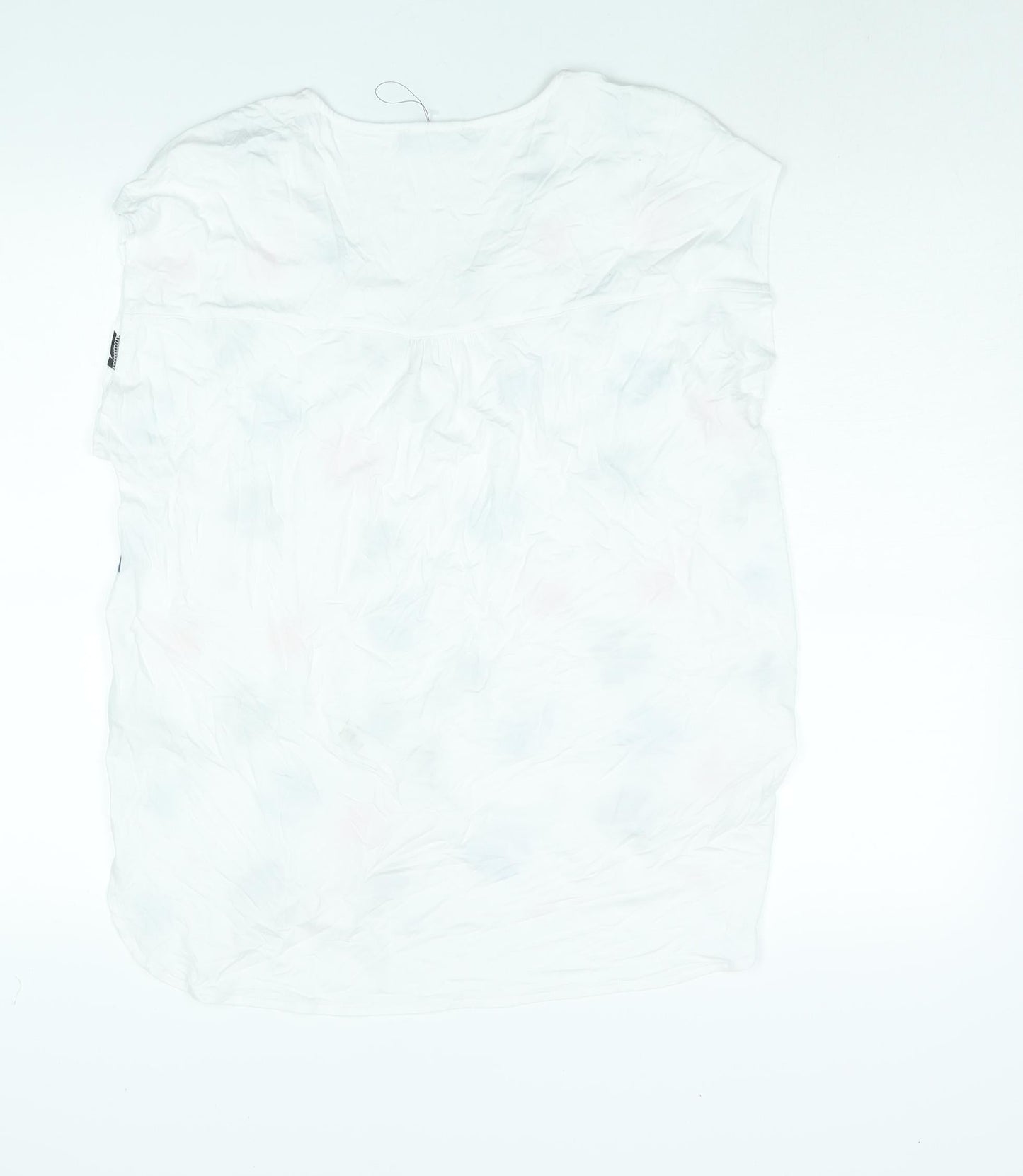 Marks and Spencer Womens White Viscose Basic Blouse Size 14 V-Neck - Floral Print