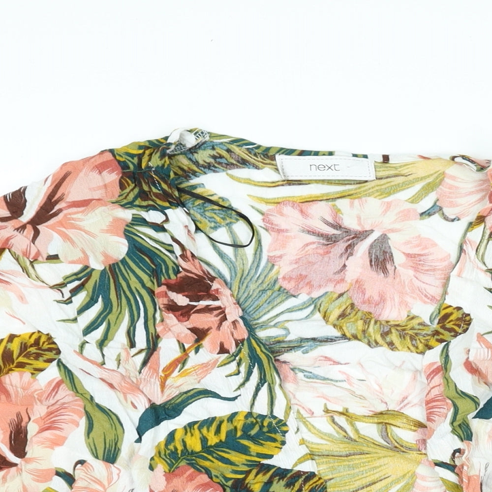 NEXT Womens Multicoloured Floral Viscose Kimono Blouse Size L V-Neck