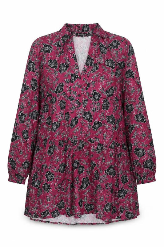 Velvet Heart Womens Purple Floral Cupro Shift Size XL Collared Button - Smocked