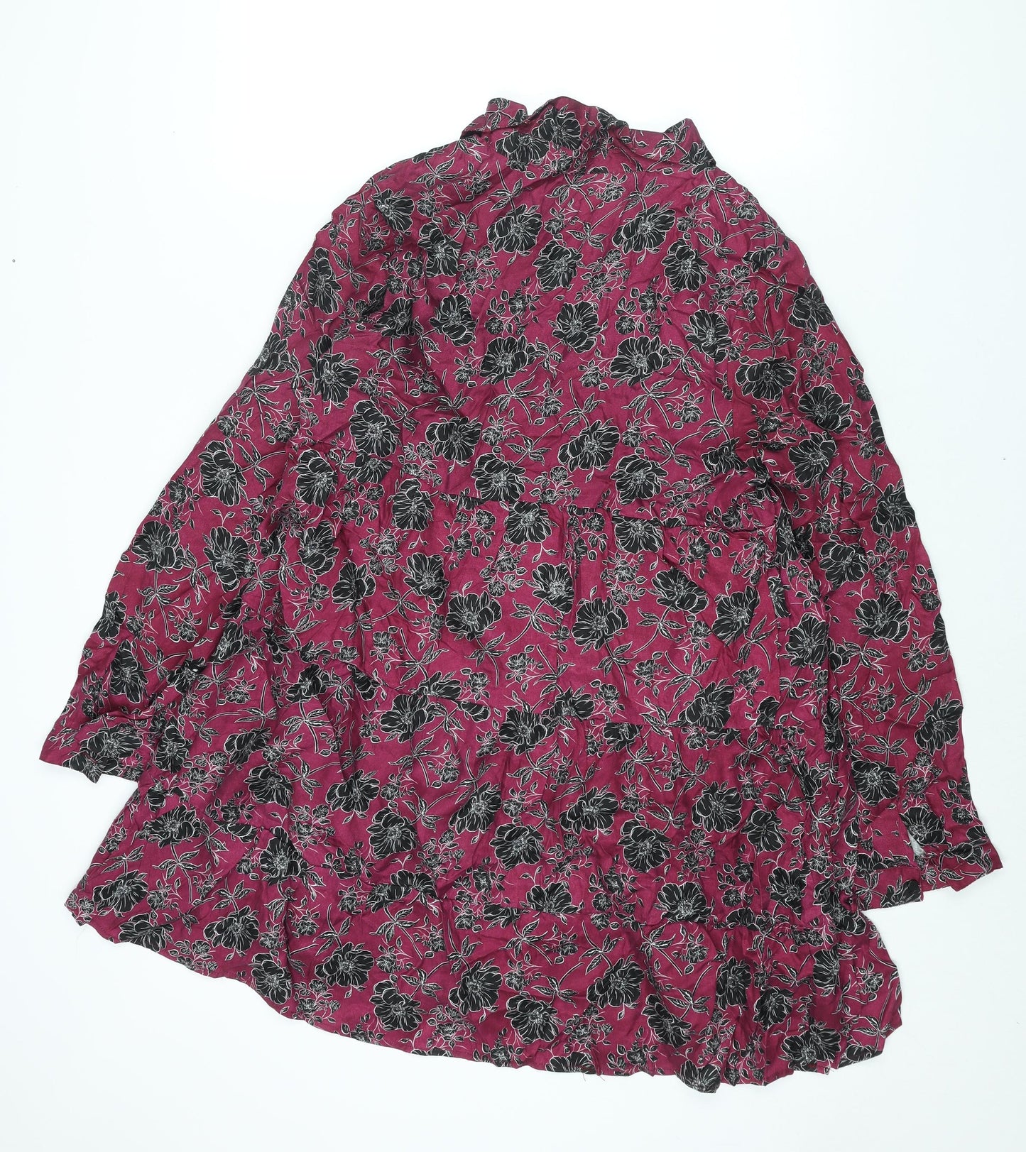 Velvet Heart Womens Purple Floral Cupro Shift Size XL Collared Button - Smocked