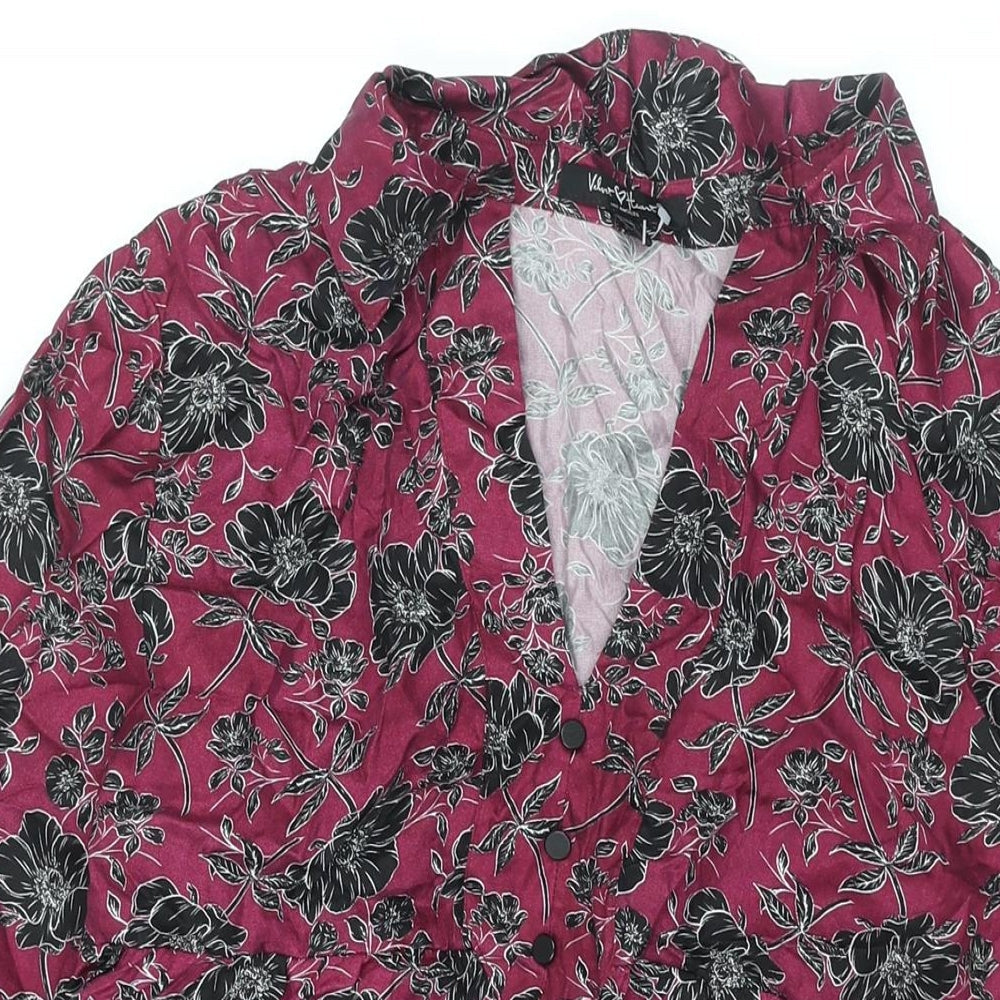 Velvet Heart Womens Purple Floral Cupro Shift Size XL Collared Button - Smocked