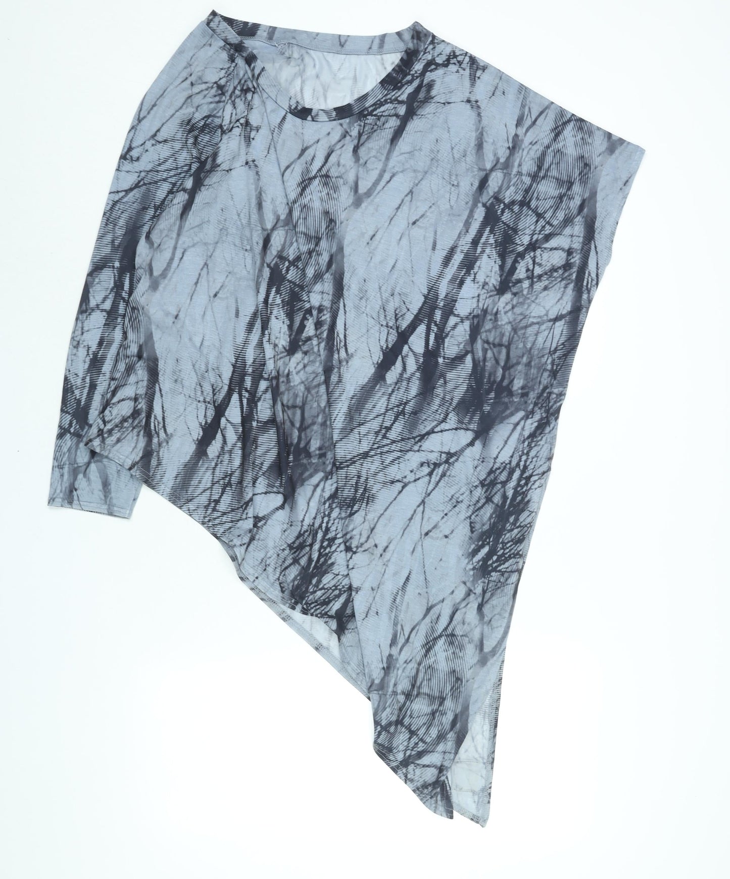 A Postcard From Brighton Womens Blue Geometric Polyester Basic Blouse Size 10 Round Neck - Asymmetric Size 10-12