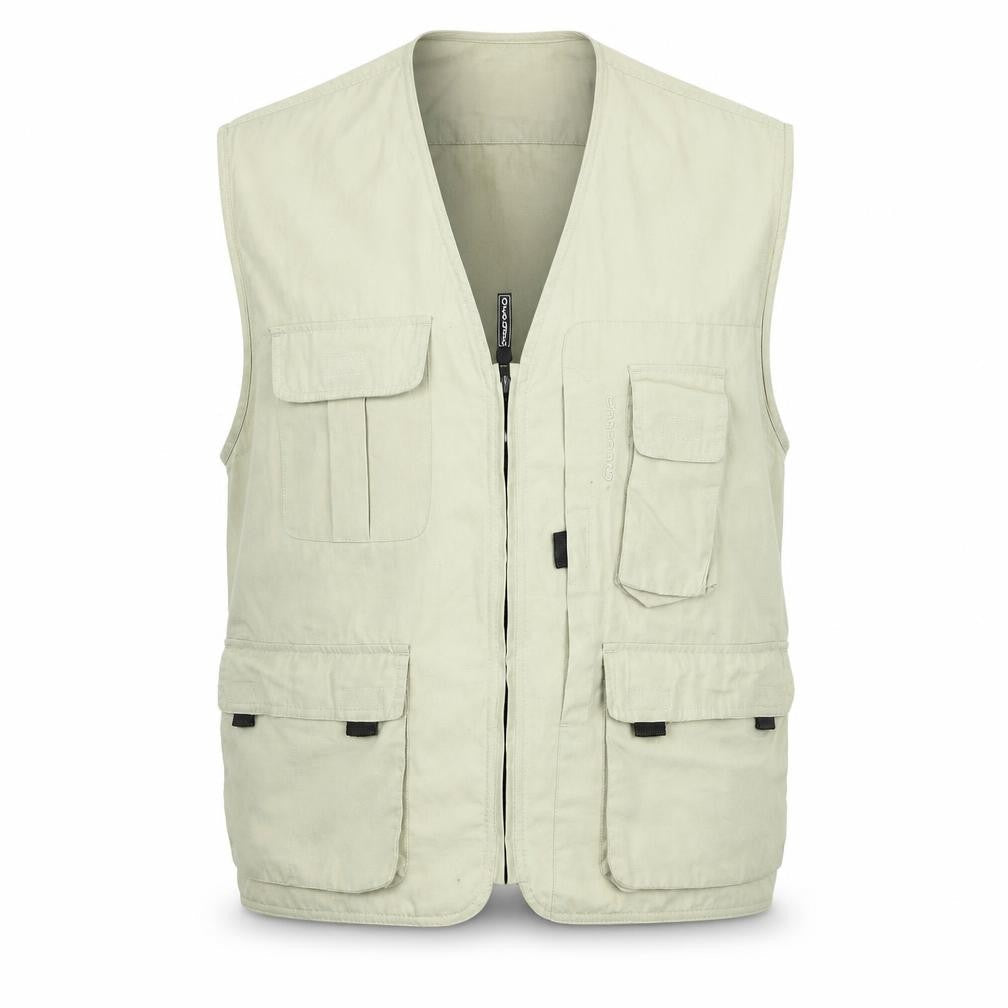 Quechua Mens Beige Jacket Waistcoat Size XL Zip - Pocket