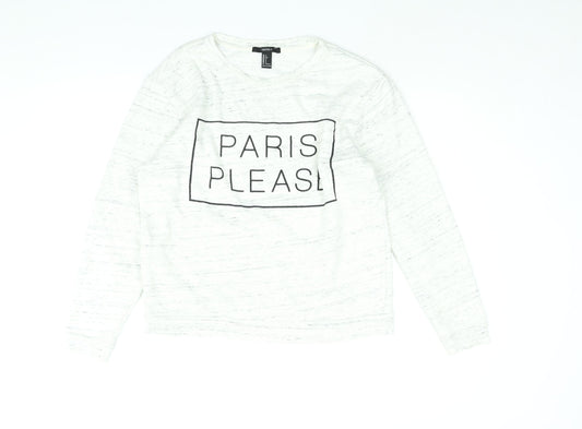FOREVER 21 Womens White Polyester Pullover Sweatshirt Size S Pullover - Paris Please