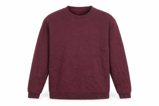 Front view of ASOS men’s red cotton pullover sweatshirt, size M