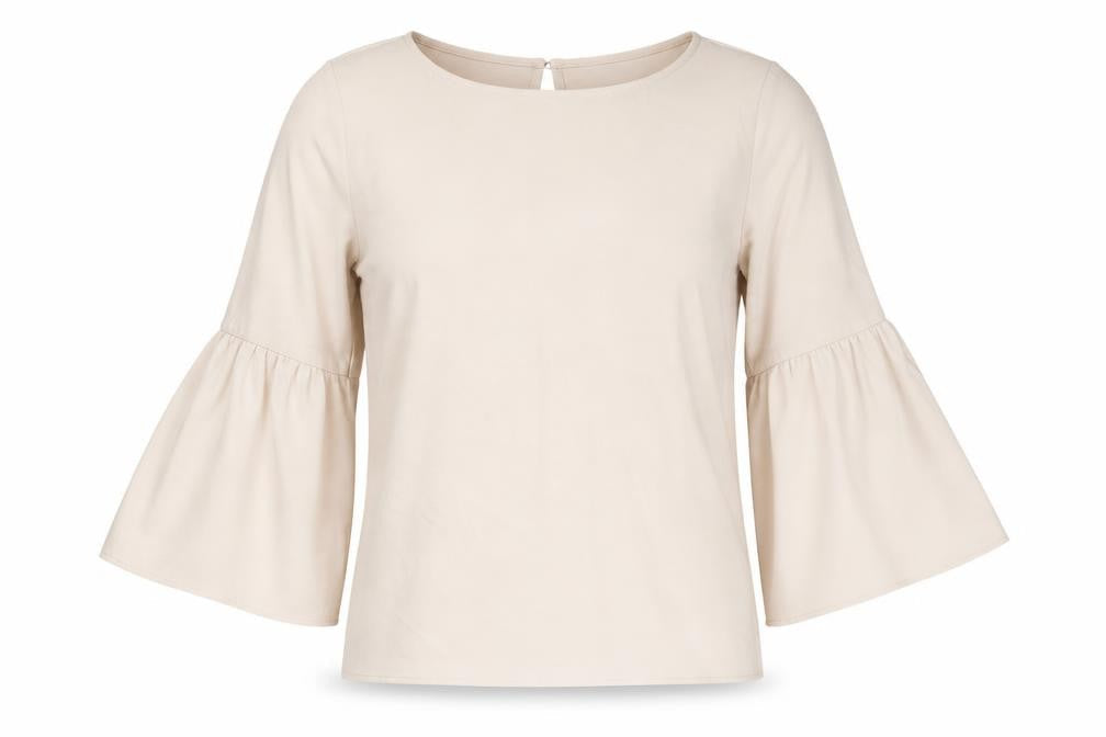 Red Herring Womens Beige Polyester Basic Blouse Size 10 Round Neck - Bell Sleeve