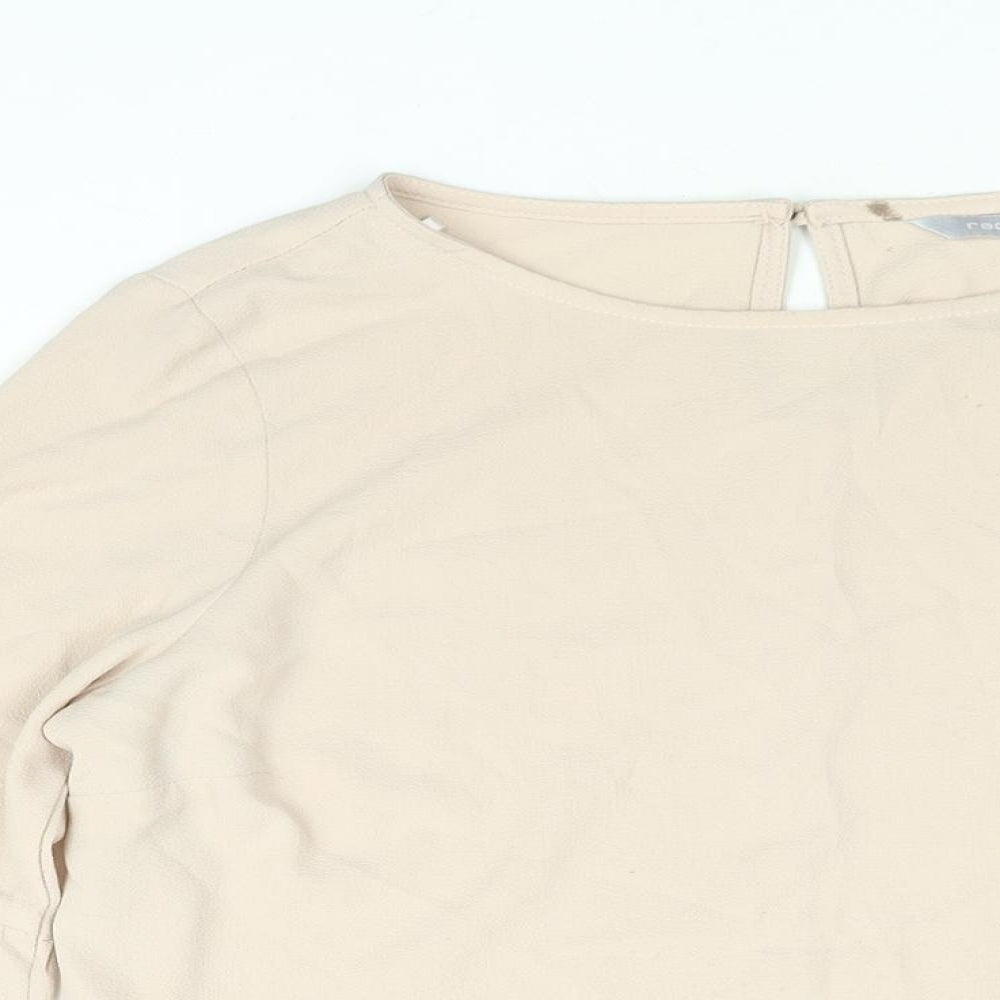 Red Herring Womens Beige Polyester Basic Blouse Size 10 Round Neck - Bell Sleeve