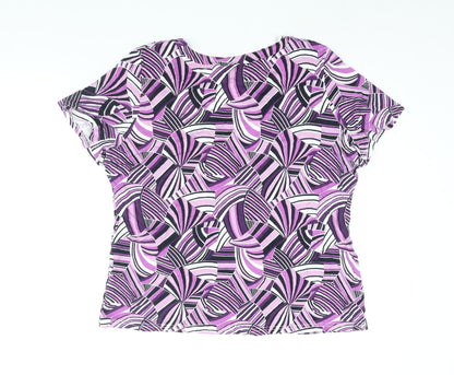 Autonomy Womens Orange Geometric Viscose Basic Blouse Size 18 V-Neck