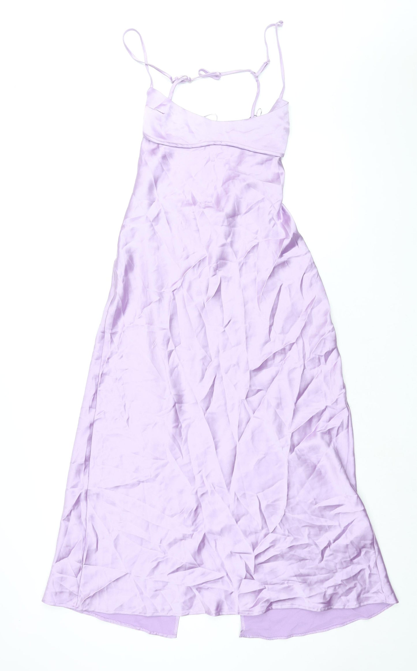Zara Womens Purple Polyester Slip Dress Size L Scoop Neck Zip
