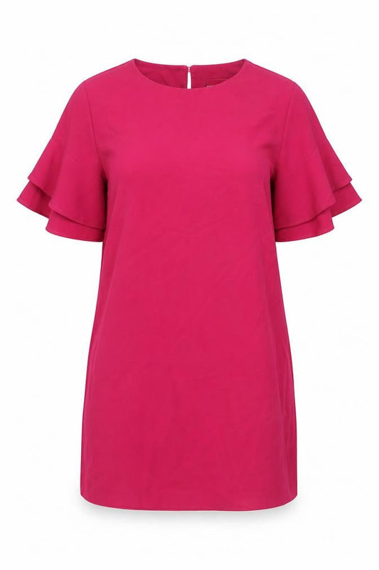 Brand Attic Womens Pink Polyester Shift Size 12 Round Neck Button - Frill