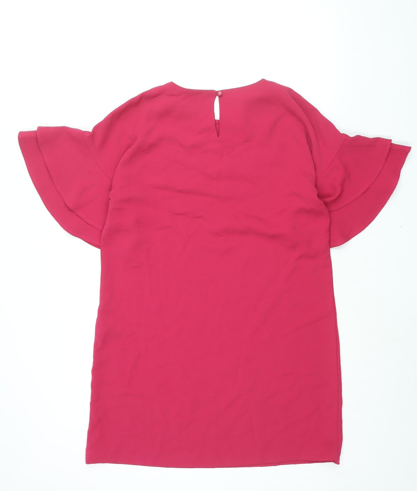 Brand Attic Womens Pink Polyester Shift Size 12 Round Neck Button - Frill