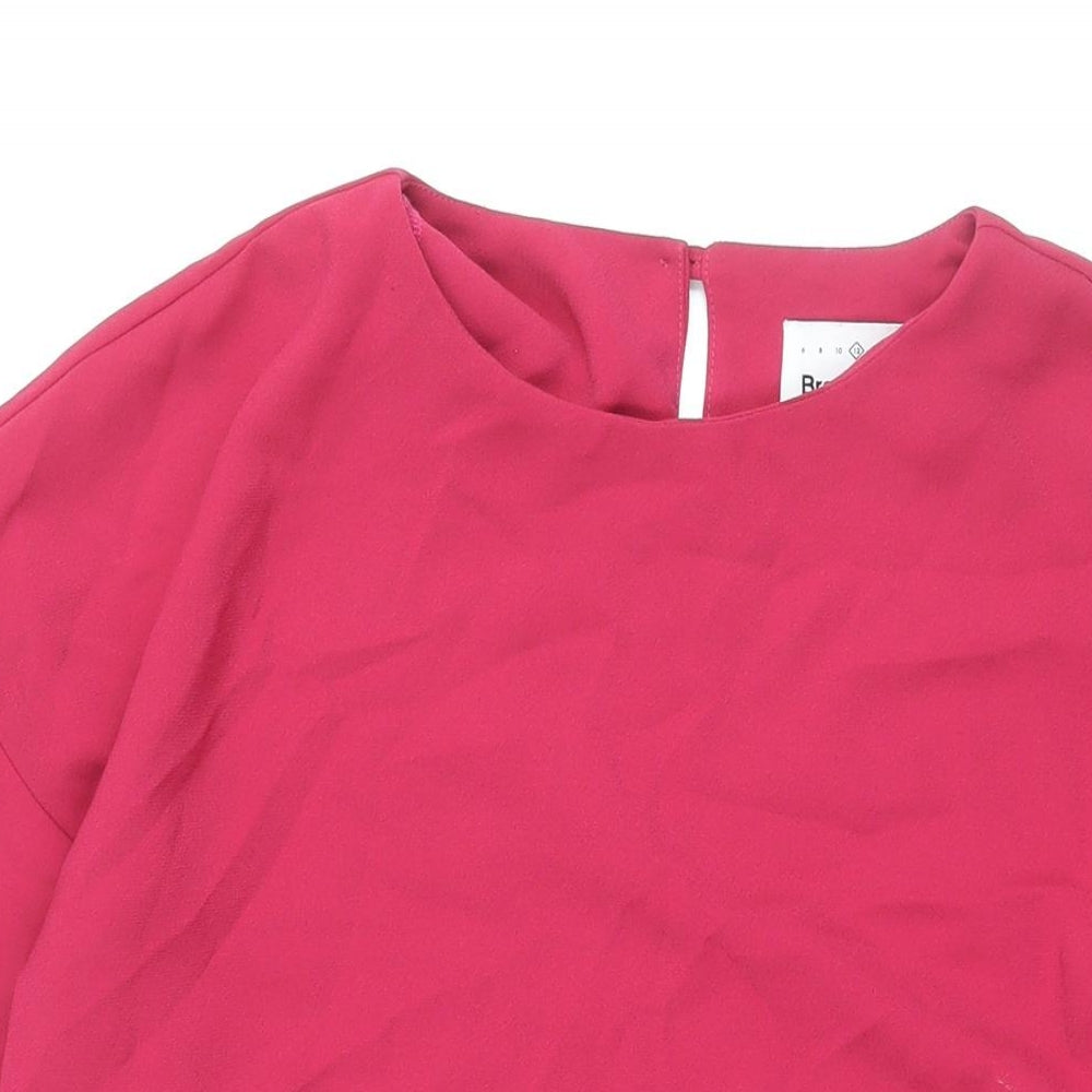 Brand Attic Womens Pink Polyester Shift Size 12 Round Neck Button - Frill