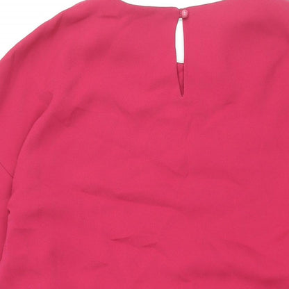 Brand Attic Womens Pink Polyester Shift Size 12 Round Neck Button - Frill