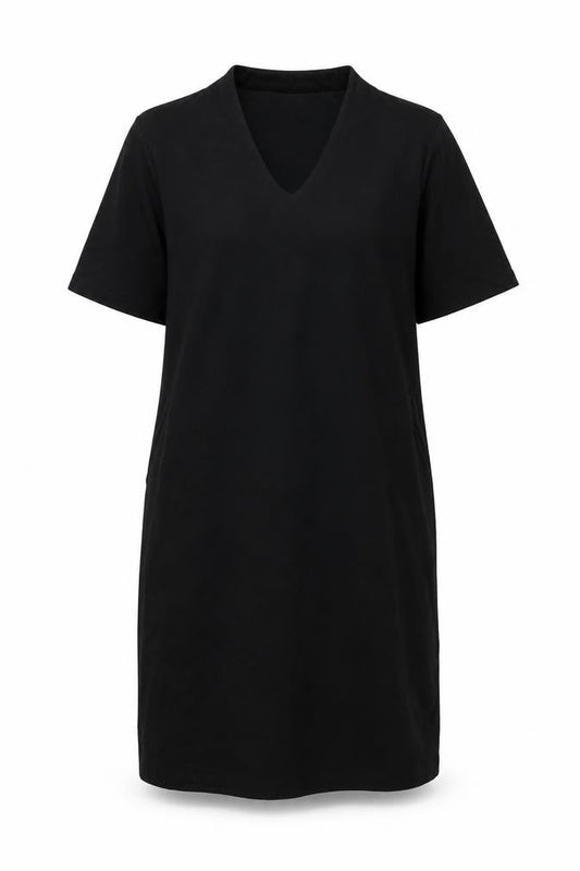 Viz-A-Viz Womens Black Polyester Sheath Size L V-Neck Pullover