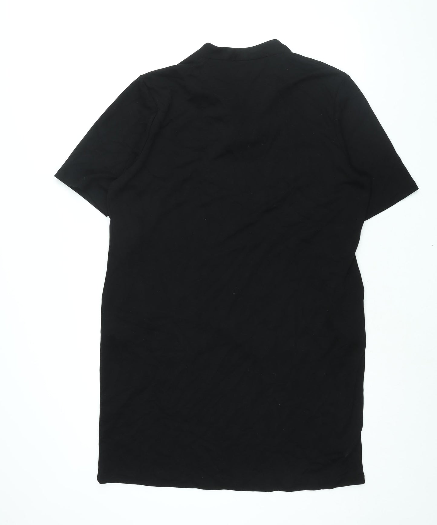 Viz-A-Viz Womens Black Polyester Sheath Size L V-Neck Pullover