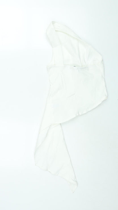 Zara Womens White Polyester Basic Blouse Size S One Shoulder - Asymmetric Hem