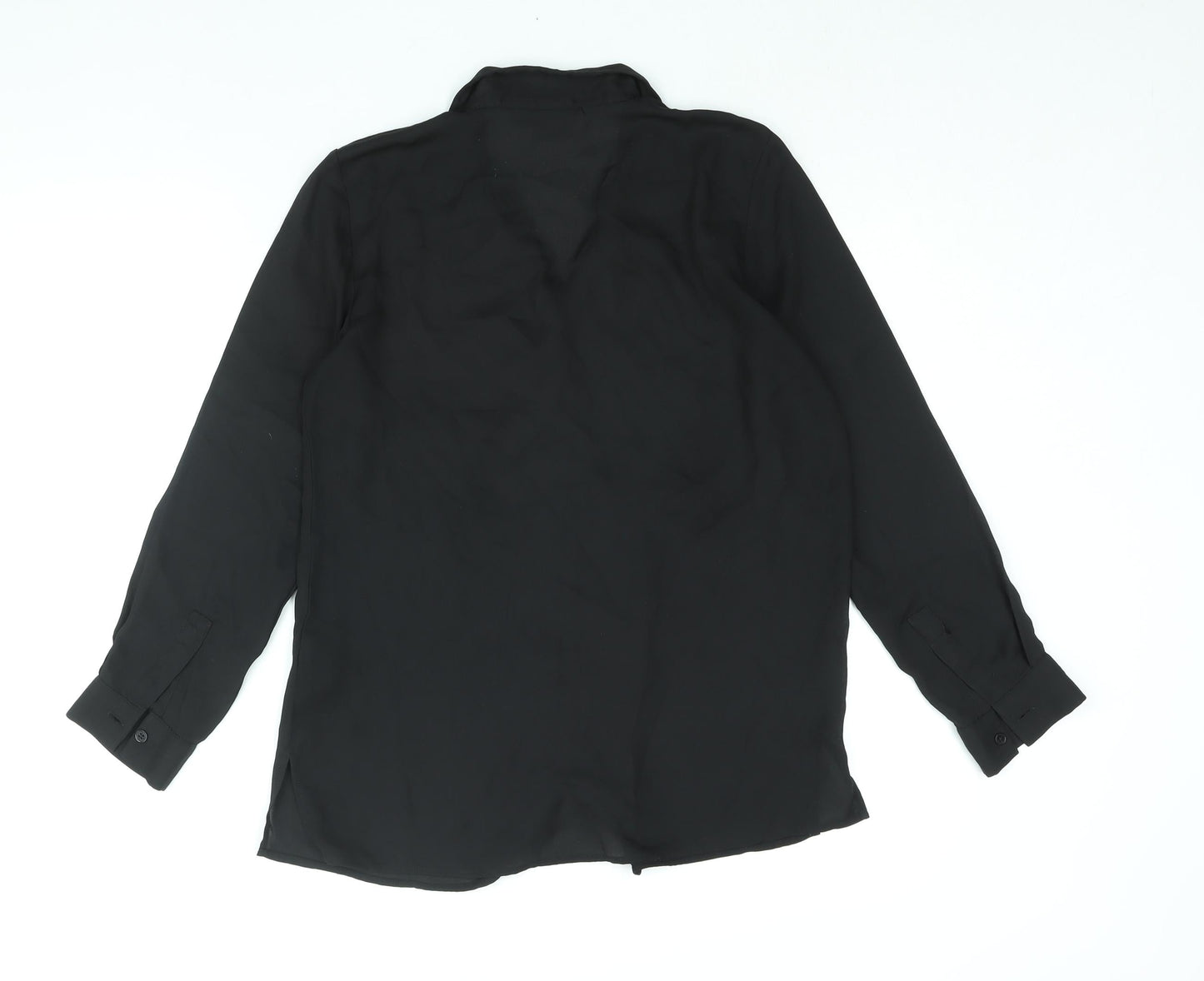 ASOS Womens Black Polyester Basic Button-Up Size 8 Collared