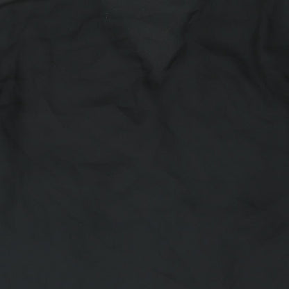 Brand and care label for ASOS women’s black polyester basic button-up, size UK 8, collared