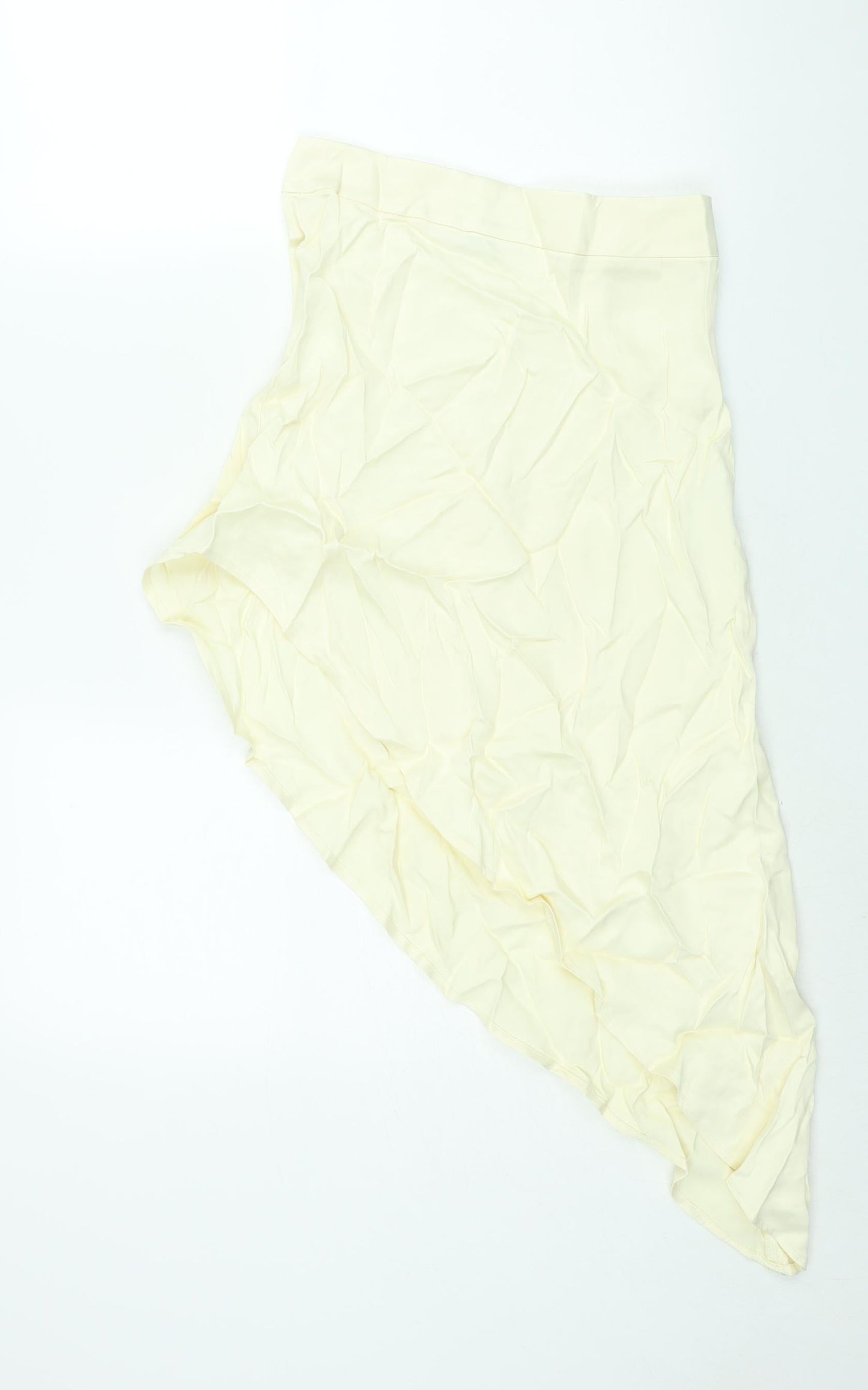 Zara Womens Ivory Viscose A-Line Skirt Size XS Zip - Asymmetric Hem