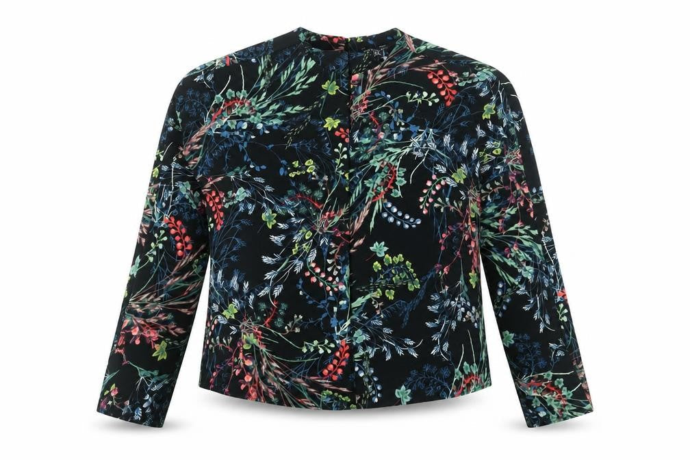 Warehouse Womens Black Floral Polyester Basic Blouse Size 8 Round Neck - Keyhole Neck