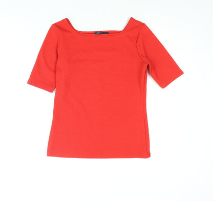 Marks & Spencer Womens Red Polyester Basic Blouse Size 8 Boat Neck