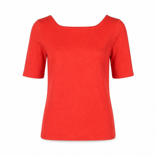 Marks and Spencer Womens Red Polyester Basic Blouse Size 8 Boat Neck