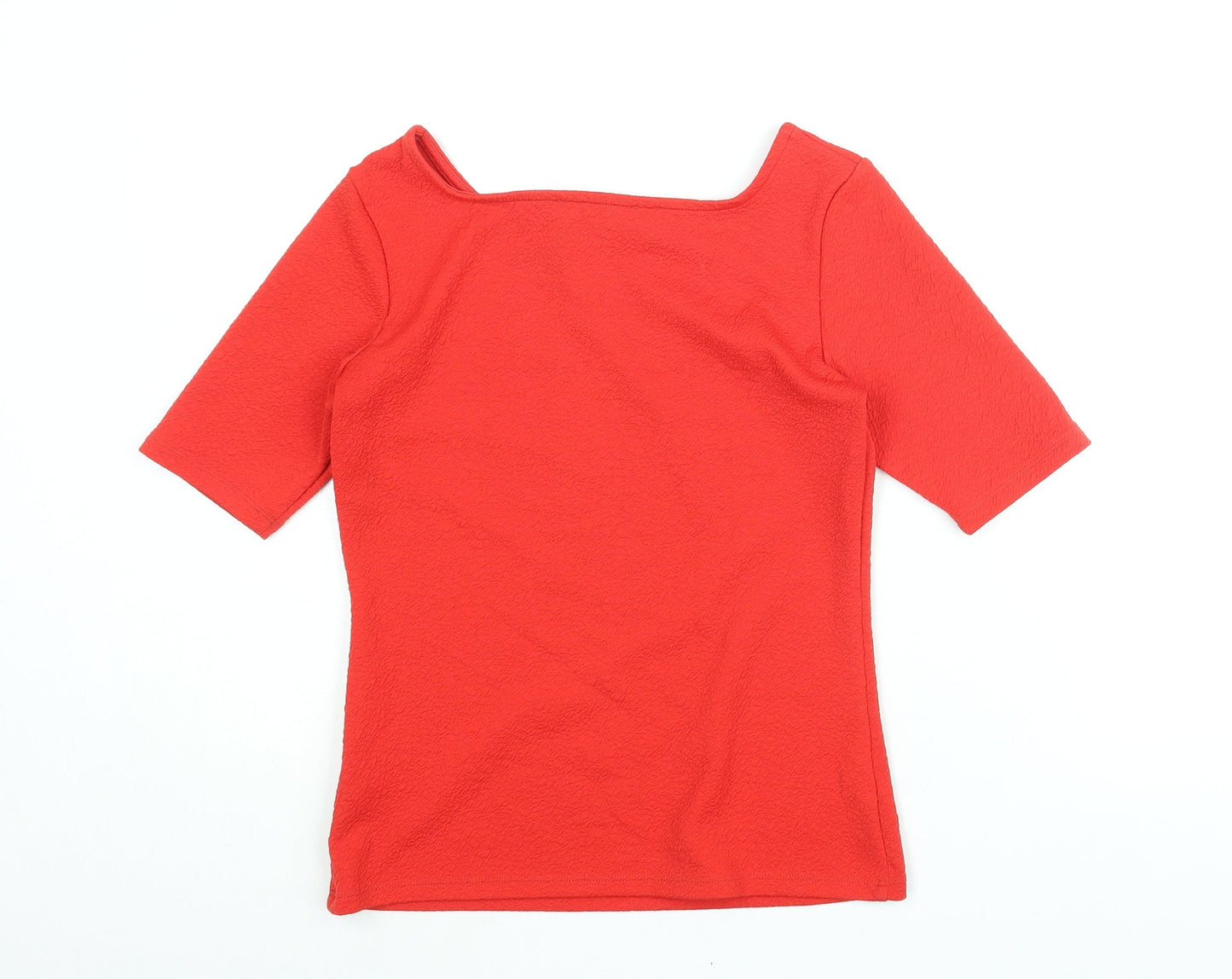 Marks and Spencer Womens Red Polyester Basic Blouse Size 8 Boat Neck